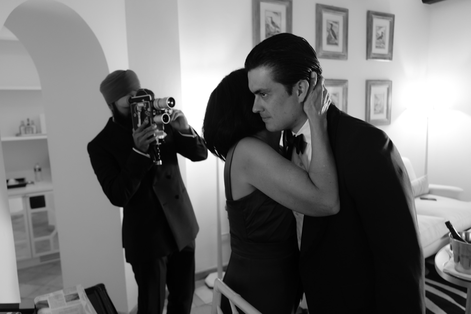 Sanvir Chana filming Sam & Olivia on a Bolex 16mm camera